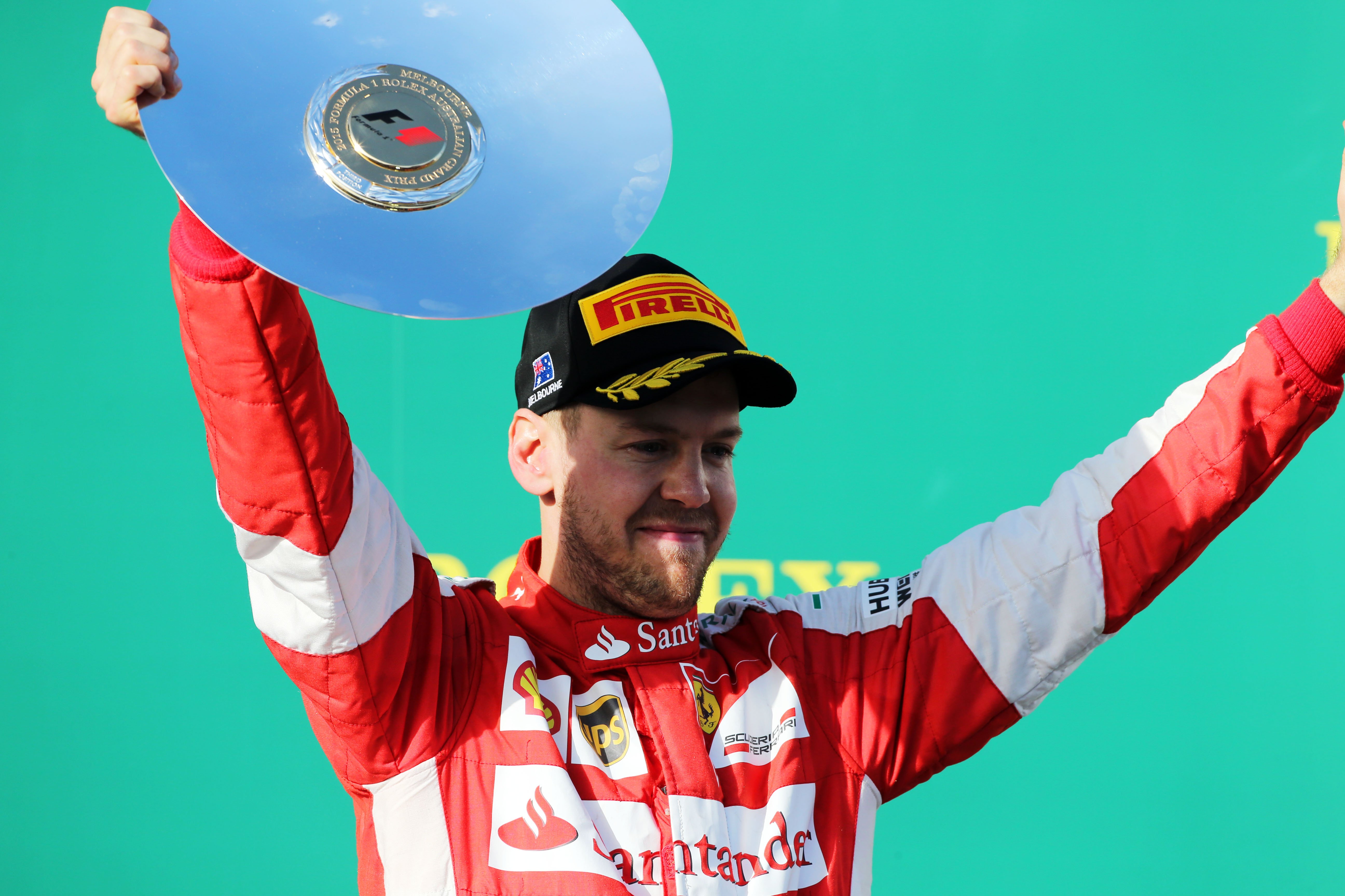 Vettel geniet van podiumplek bij Ferrari-debuut