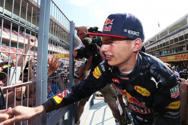 Formula One World Championship 2016, Round 5, Spanish Grand Prix, Barcelona, Spain, Sunday 15 May 2016 - Race winner Max Verstappen (NLD) Red Bull Racing celebrates with the fans.