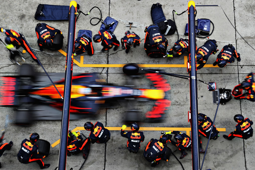 Pitstop van Daniel Ricciardo voor Red Bull in 2017