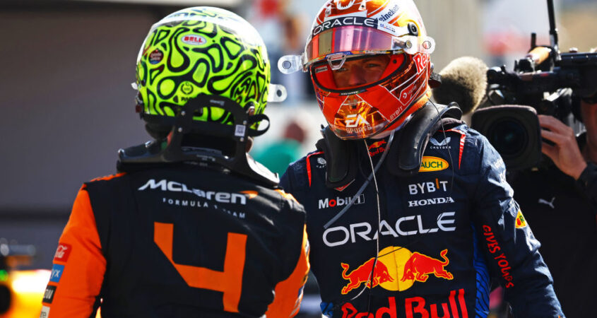 Max Verstappen en Lando Norris